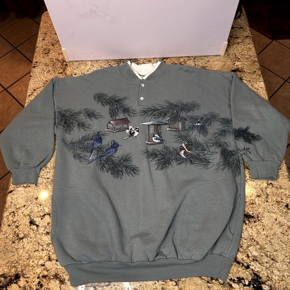 Vintage Art Unlimited Wraparound Winter Bird Sweatshirt Women’s XL Cottagecore - Picture 1 of 11